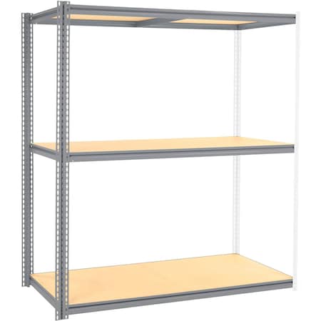 Global Industrial High Cap. Add-On Rack 72Wx24Dx84H 3 Levels Wood Deck 1000 Lb. Per Level GRY 581004GY